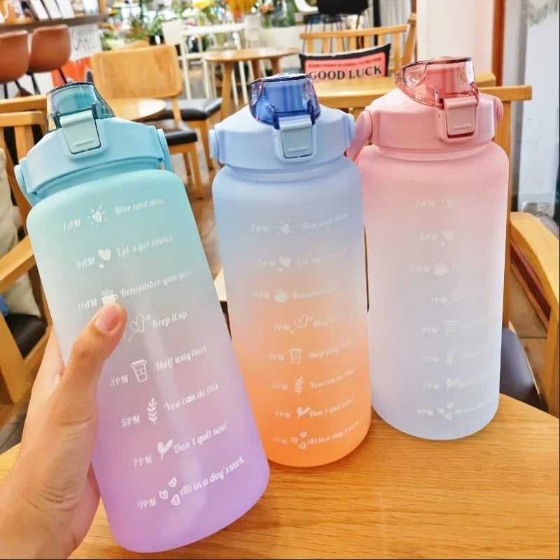 2 Liter Motivational Water Bottle with Straw & Time Marker – Leakproof Large Capacity Sports Bottle for Gym, Fitness & Outdoor