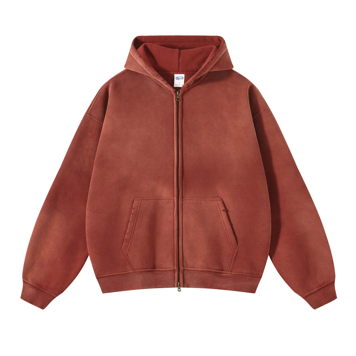 Unisex Oversized Zip Hoodie – Plush Tie-Dye Gradient | Cozy Winter Streetwear