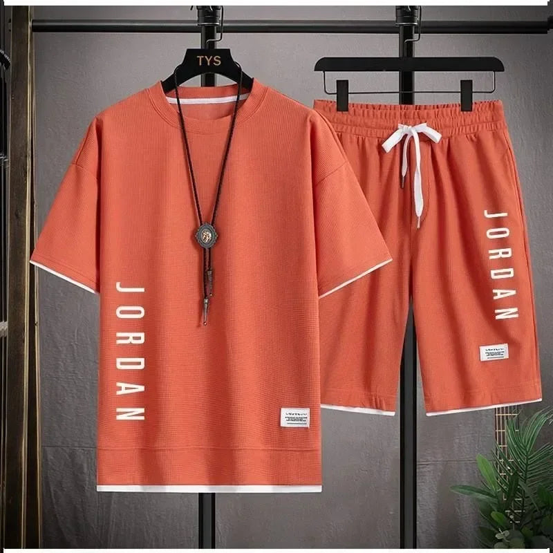 Men’s Casual Sportswear Set – T-Shirt & Shorts, Loose Fit 2025