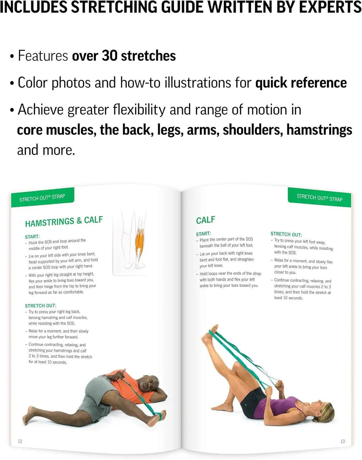 Stretch Out Strap with Exercise Guide – Physical Therapy, Yoga & Fitness