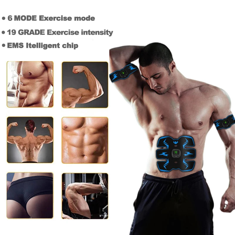 USB Rechargeable EMS Muscle Stimulator – Electric Abdominal & Arm Trainer, Pain Relief & Fitness Massager