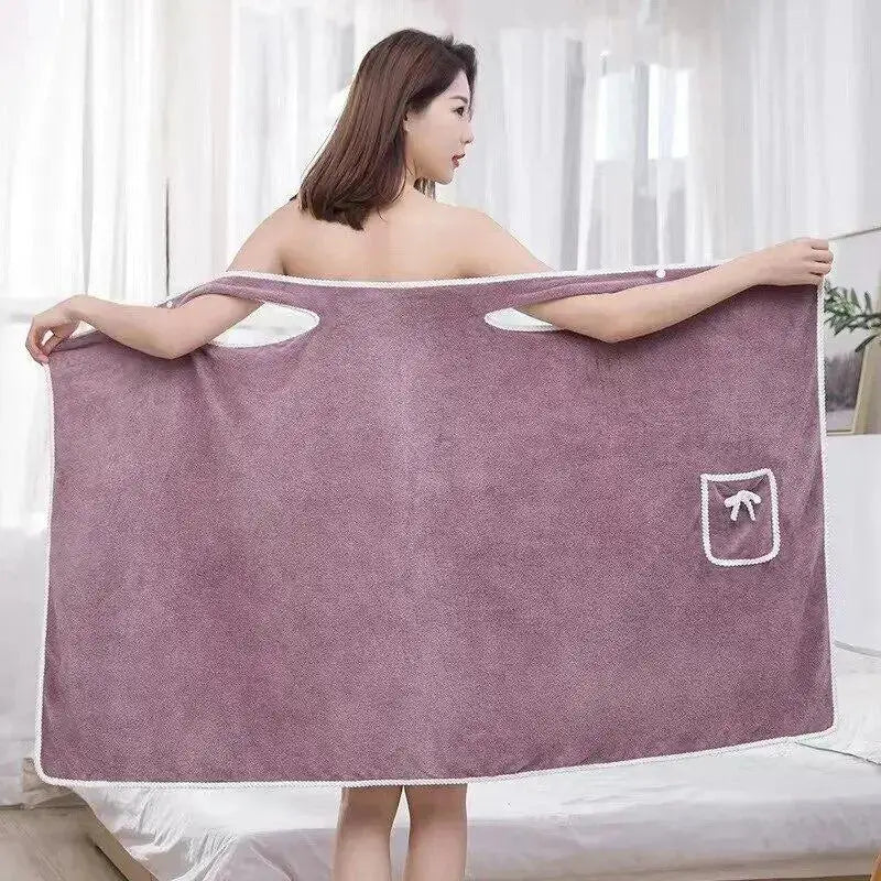 Wearable Women’s Bath Towel Robe – Fast Drying Spa, Beach & Shower Wrap 140×85cm