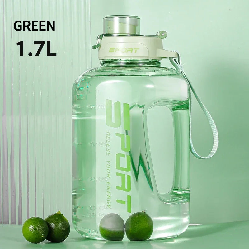 Premium Fitness & Sports Water Bottle – Large Capacity (1.2L / 1.7L / 2.5L) | Leakproof, BPA-Free, with Hydration Markings for Gym, Cycling & Outdoor