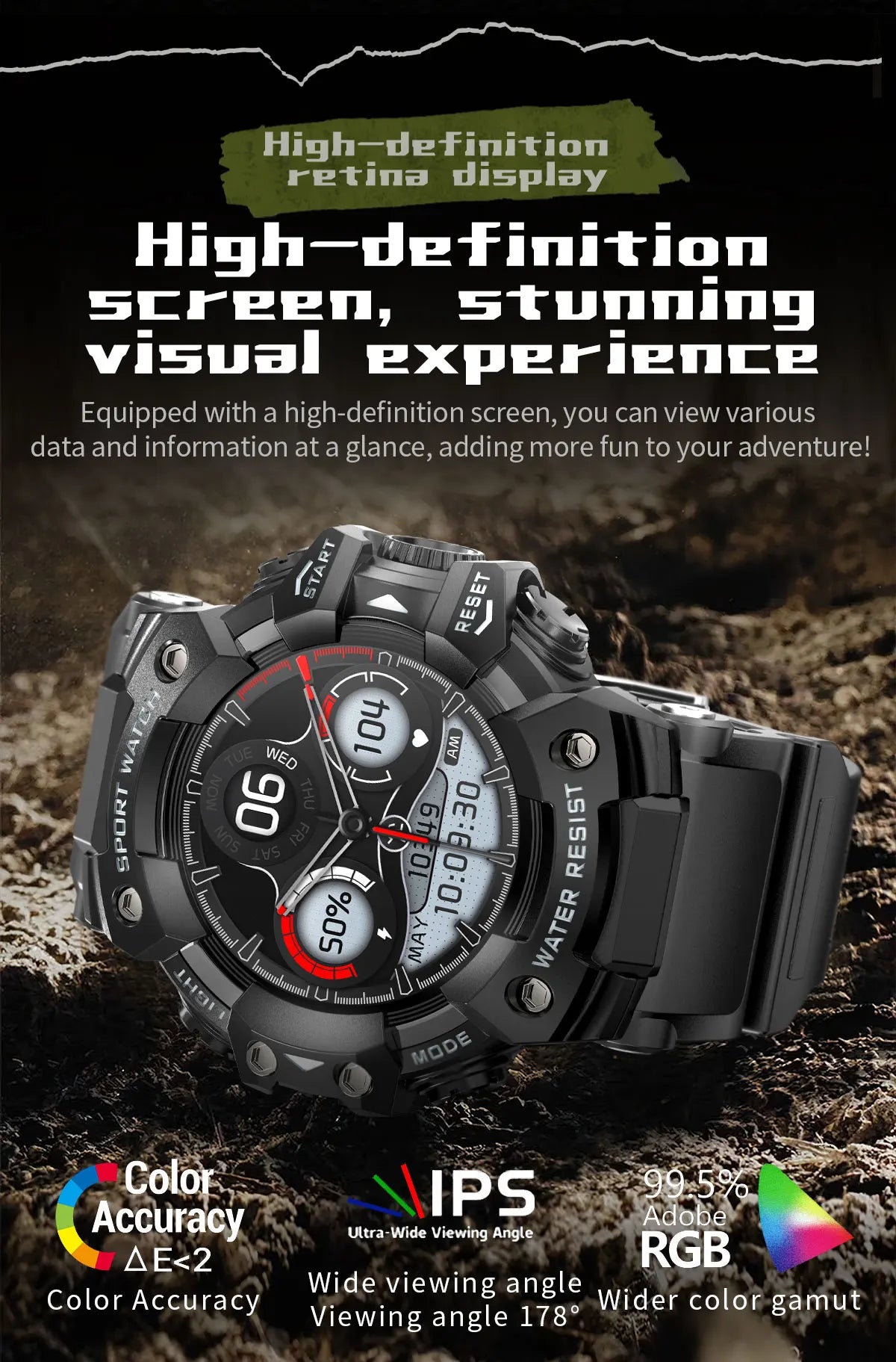Multi-Functional Bluetooth Smart Watch – Heart Rate, Blood Pressure, Fitness Tracker, Outdoor Explorer