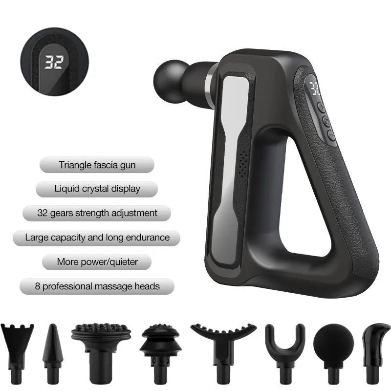 Electric Massage Gun – 32 Speed Levels, 4 Heads, Deep Tissue Muscle Massager for Full Body