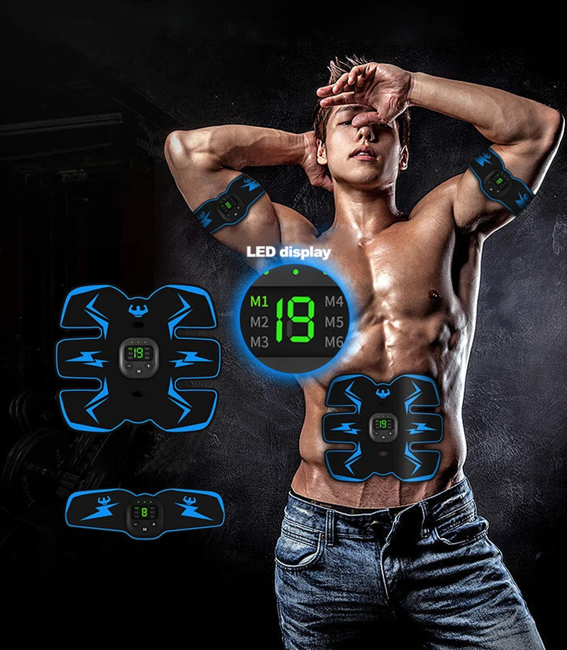 USB Rechargeable EMS Muscle Stimulator – Electric Abdominal & Arm Trainer, Pain Relief & Fitness Massager