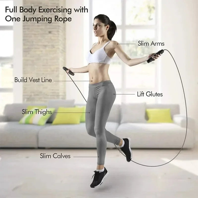 Adjustable Speed Jump Rope with Ball Bearings – Tangle-Free Steel Wire Skipping Rope with Foam Handles for Fitness & Weight Loss