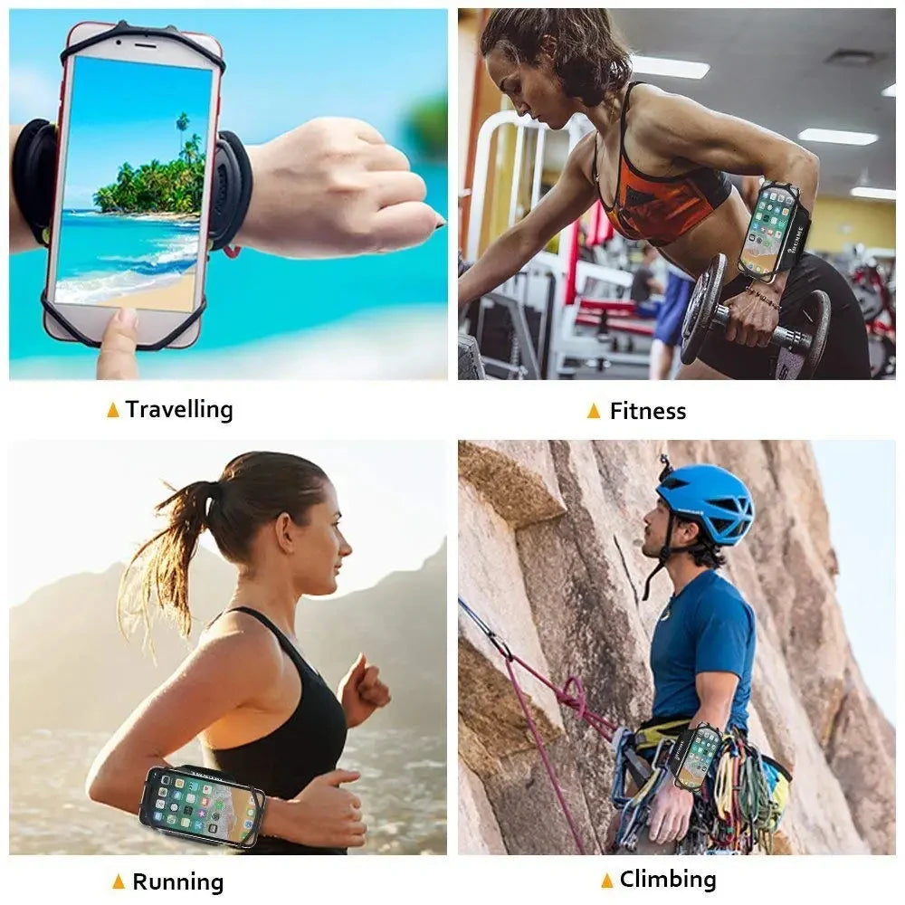 360° Rotatable Wristband Phone Holder – Universal Sports Armband for Running, Hiking & Biking