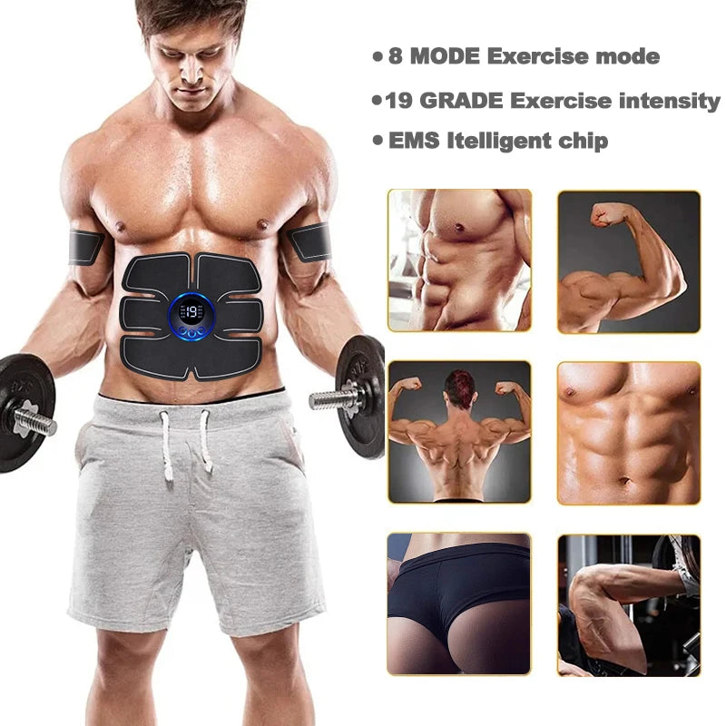 USB Rechargeable EMS Muscle Stimulator – Electric Hip & Abdominal Trainer, Pain Relief & Fitness Massager