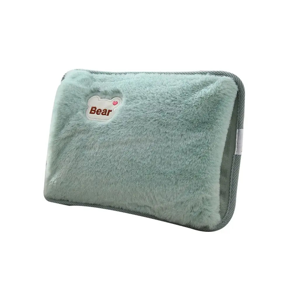 Rechargeable Electric Hot Water Bag with Rabbit Fur Cover – Reusable Hand Warmer & Heat Pack