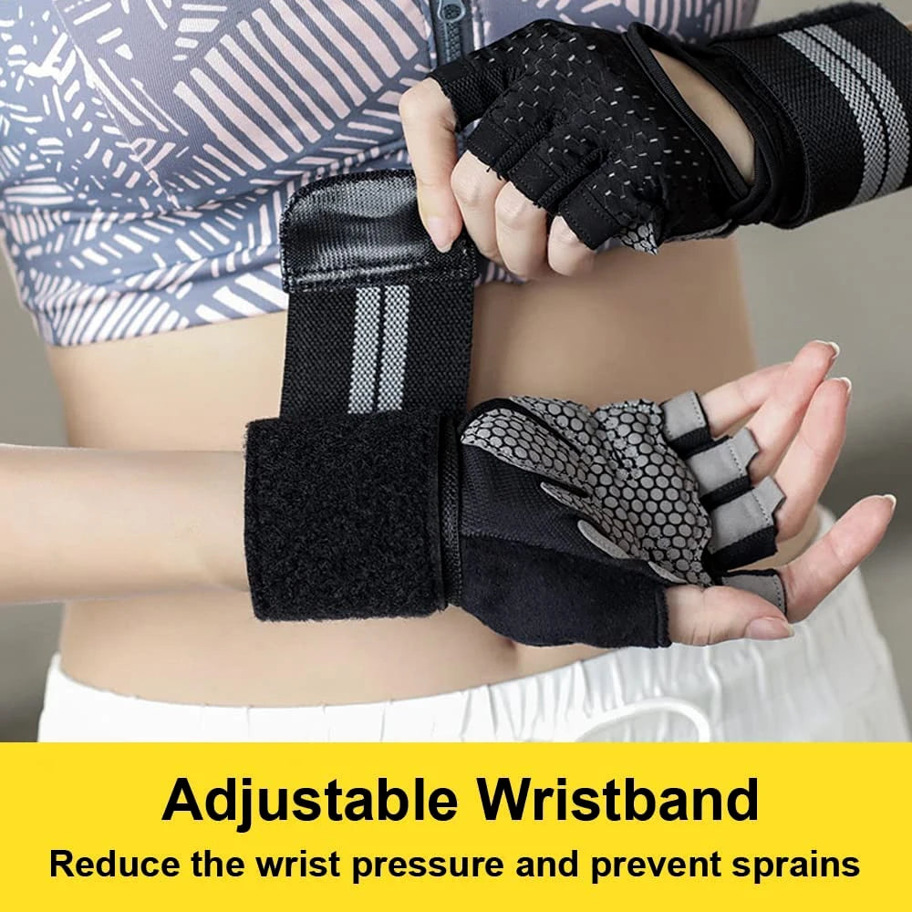 Dumbbell Gloves for Men & Women – Weightlifting, Crossfit, Bodybuilding, Workout Gym Gloves with Wrist Support
