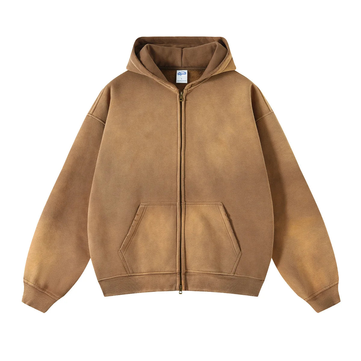 Unisex Oversized Zip Hoodie – Plush Tie-Dye Gradient | Cozy Winter Streetwear