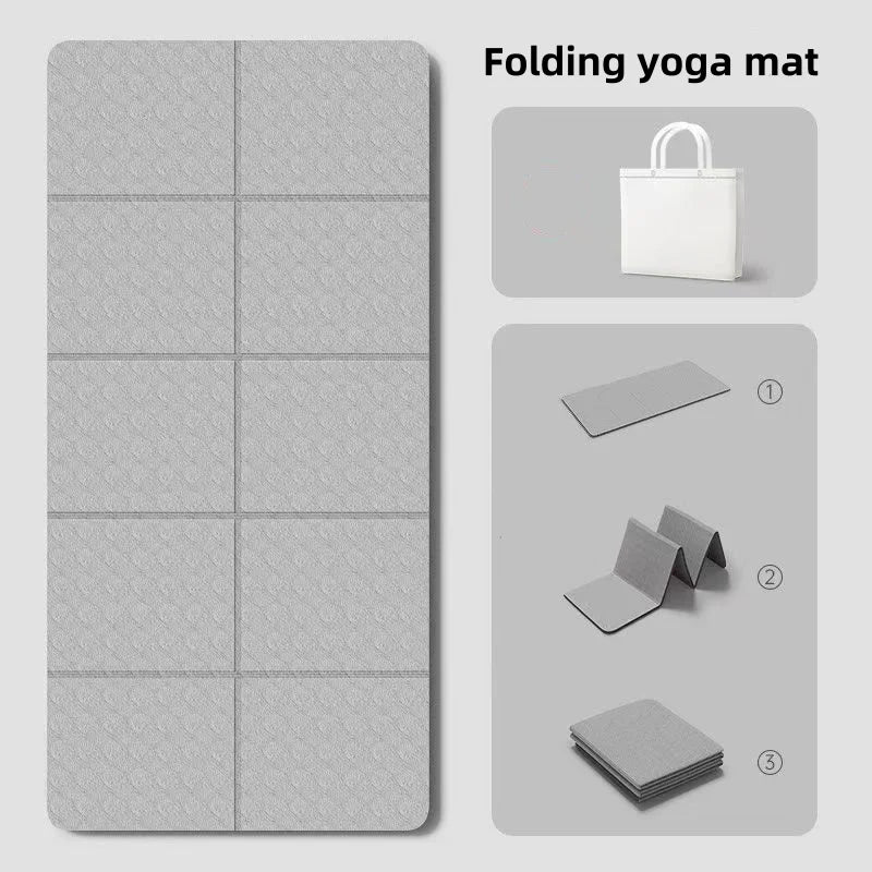 Folding TPE Yoga Mat 180×57×0.4cm – Portable, Non-Slip, Shock-Absorbent & Lightweight