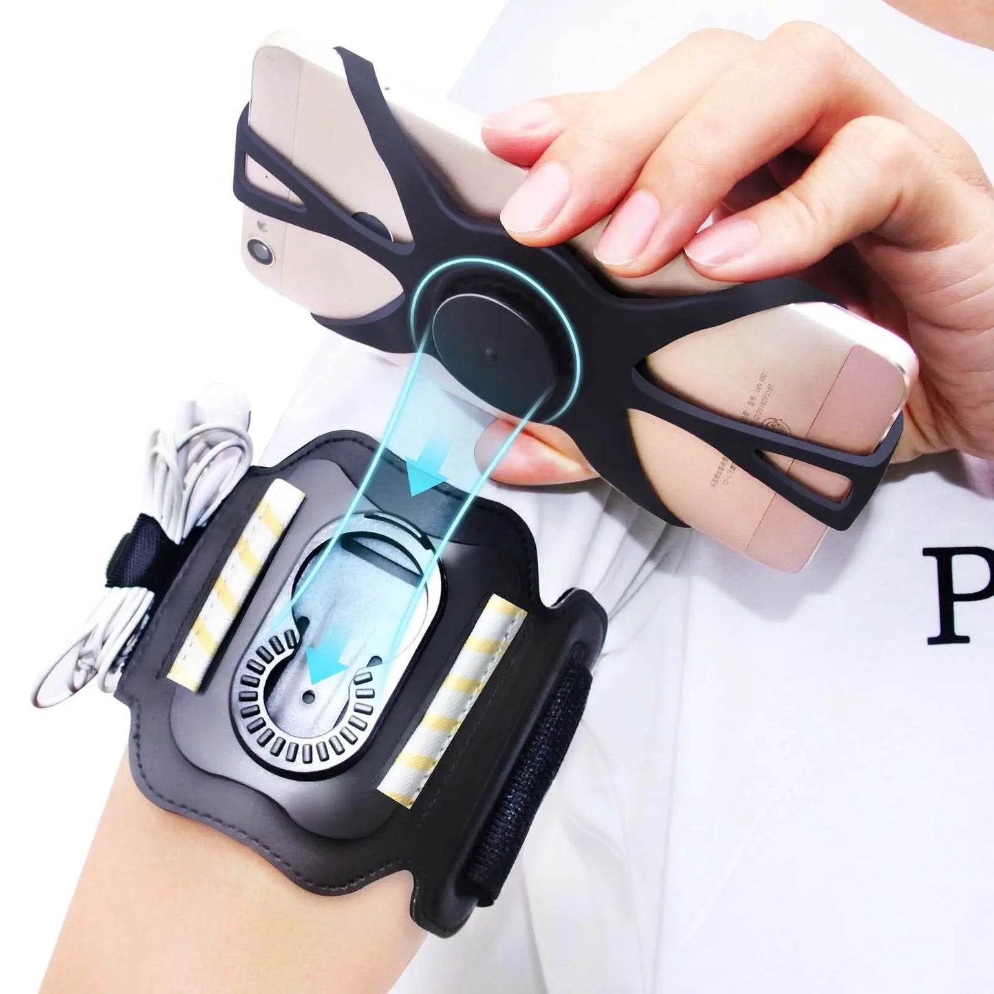 360° Rotatable Running Armband Phone Holder – Adjustable Sports Wristband for 4–7 inch Smartphones