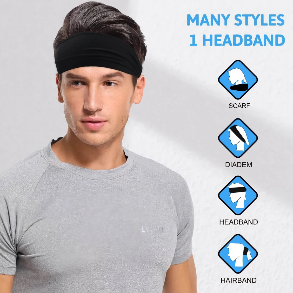 Sports & Yoga Sweat Headbands for Men & Women – Soft, Breathable, Elastic Hair Bands for Workout, Running, and Gym