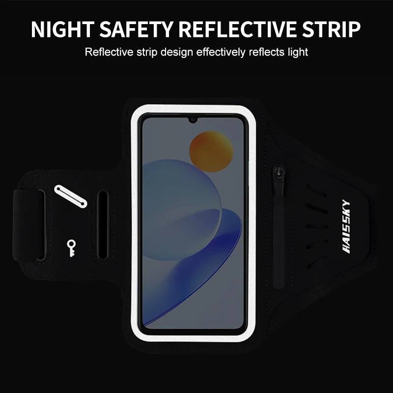 HAISSKY Running Armband Phone Holder for iPhone & Android – Waterproof Sports Arm Bag with Zipper Pocket for Gym, Jogging & Cycling