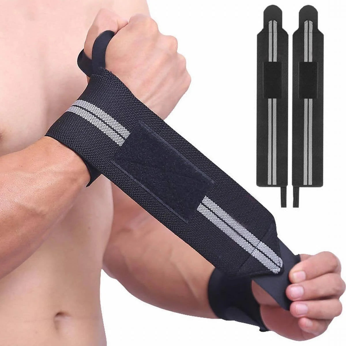 Weightlifting Wrist Wraps – Adjustable Gym Wrist Support Bands for Powerlifting, Crossfit & Fitness Training (1 Pair)