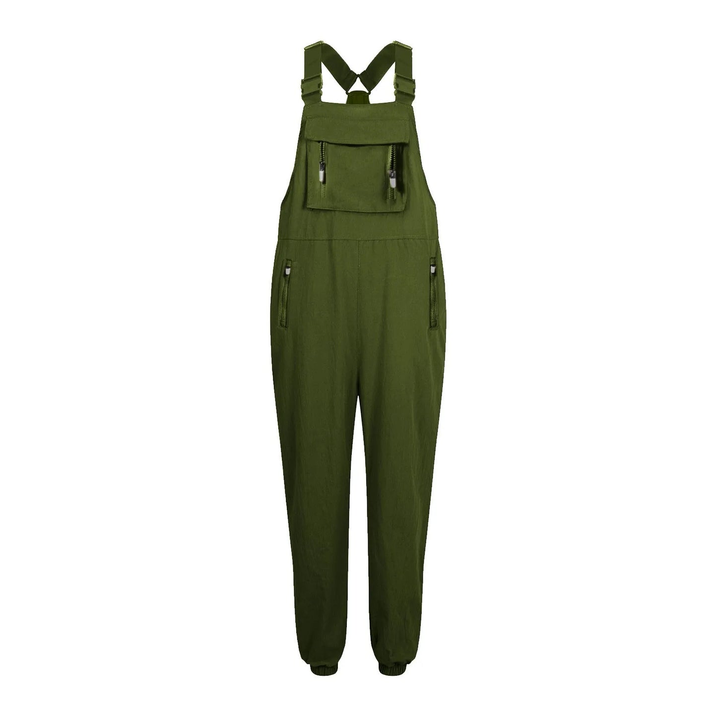 Women’s Casual Sleeveless Wide-Leg Jumpsuit with Pockets – Adjustable Straps