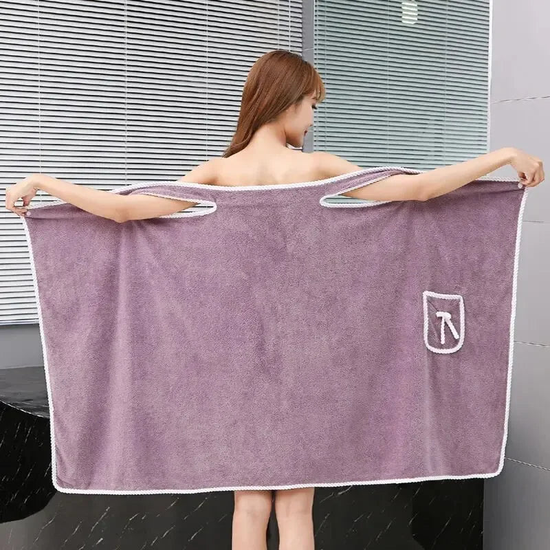 Wearable Women’s Bath Towel Robe – Fast Drying Spa, Beach & Shower Wrap 140×85cm