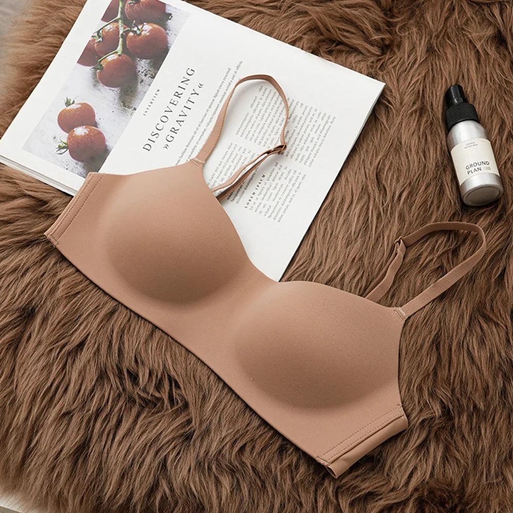 Seamless Wireless Push Up Bra for Women – Deep V Comfort Bralette | Everyday & Sports Support