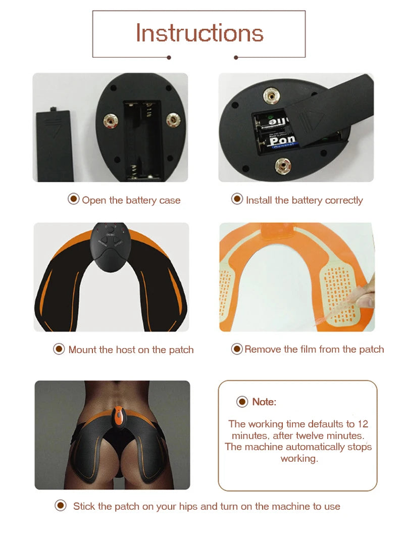 Electric EMS Muscle Stimulator for Abdomen, Buttocks & Arms | Slimming & Pain Relief Trainer