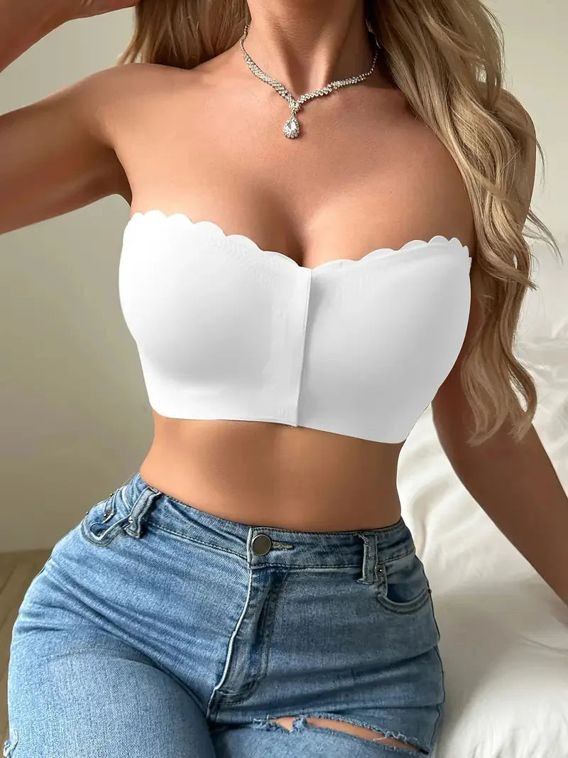 Seamless Strapless Bra for Women – Front Buckle, Push-Up, Sports & Everyday Wear