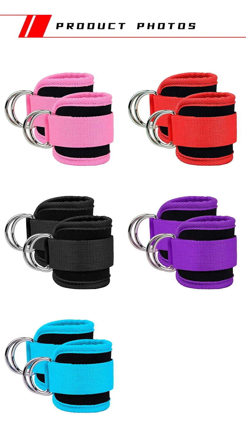 Adjustable Gym Ankle Straps with Double D-Ring | Neoprene Padded Cuffs for Cable Machine Leg & Glute Workout