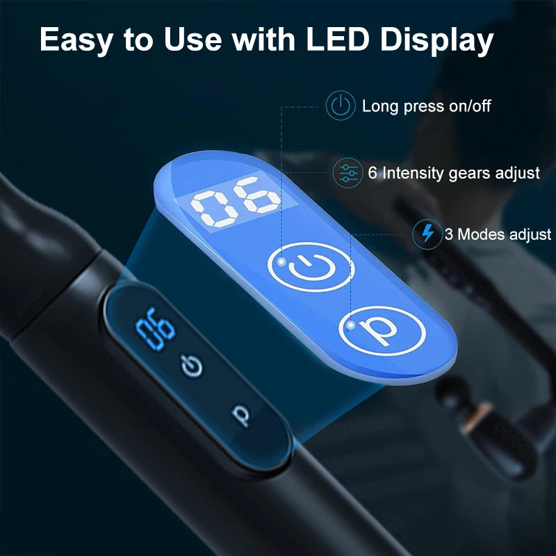 Portable Fascia Massage Gun – Deep Tissue Massager with Extended Handle & 4 Heads for Neck, Back, Shoulder & Leg Pain Relief