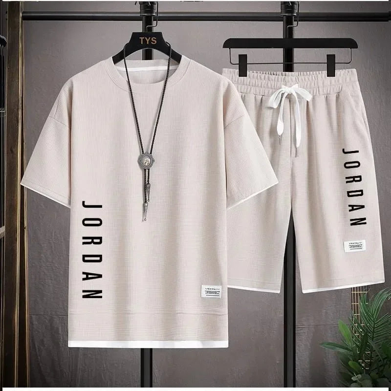 Men’s Casual Sportswear Set – T-Shirt & Shorts, Loose Fit 2025