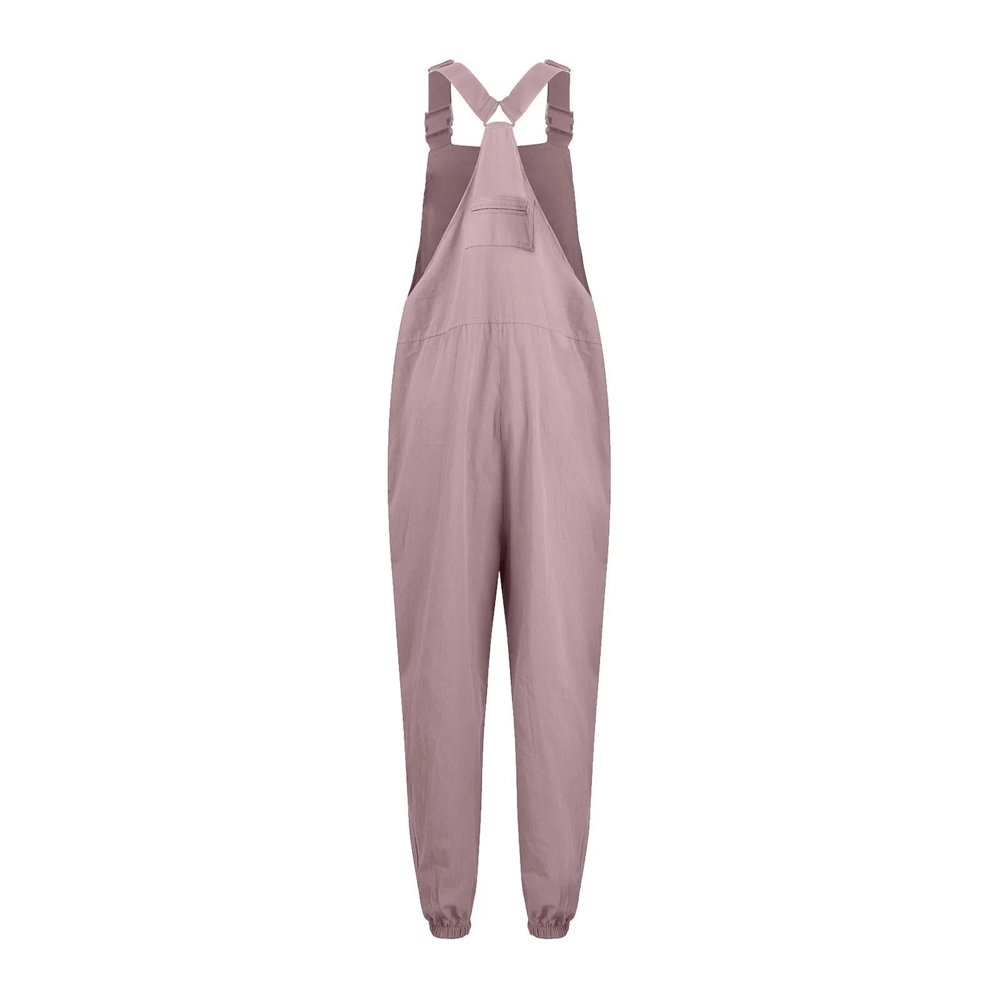 Women’s Casual Sleeveless Wide-Leg Jumpsuit with Pockets – Adjustable Straps