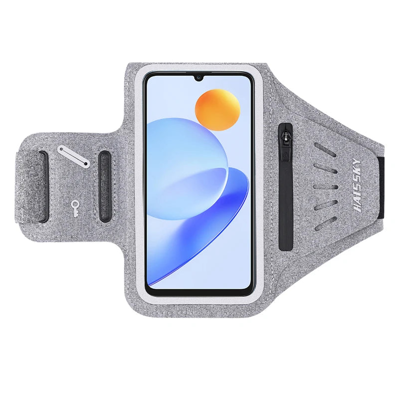 HAISSKY Running Armband Phone Holder for iPhone & Android – Waterproof Sports Arm Bag with Zipper Pocket for Gym, Jogging & Cycling