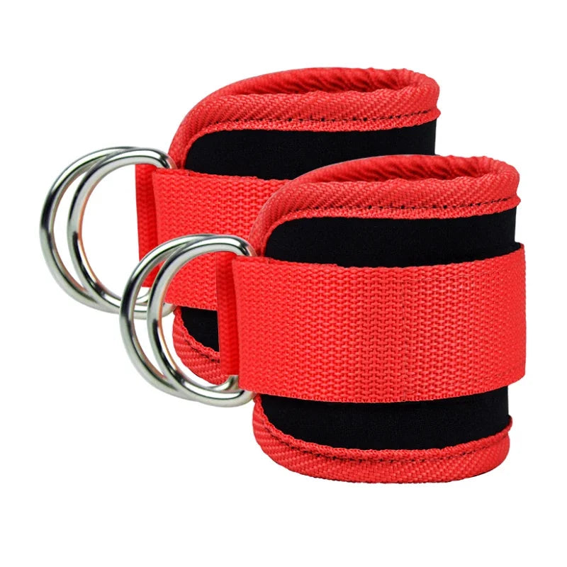 Adjustable Gym Ankle Straps with Double D-Ring | Neoprene Padded Cuffs for Cable Machine Leg & Glute Workout