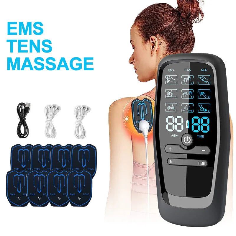 EMS Muscle Stimulator TENS Unit | Low Frequency Pulse Digital Body Massager for Pain Relief & Relaxation