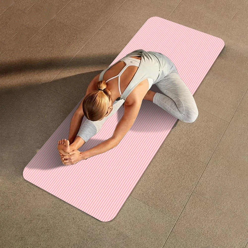 Yoga Mat Non-Slip Exercise Mat 10mm Thick | Solid Color Fitness & Pilates Mat for Home & Gym