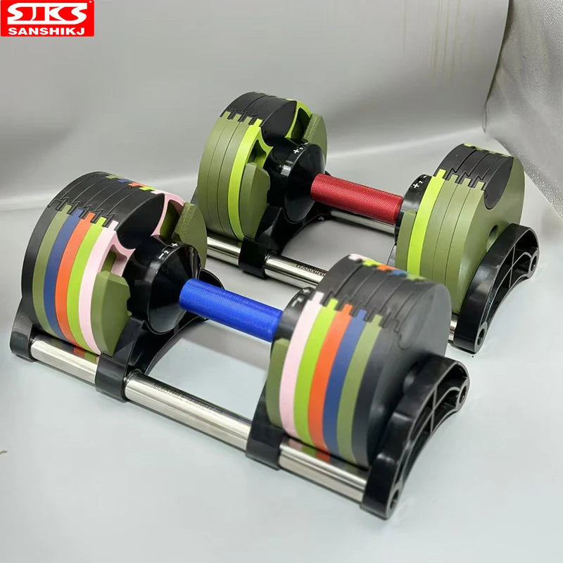 Adjustable Dumbbell Set – 2nd Generation Round Weights, 24kg/36kg, 2kg Increment, Home & Gym Fitness