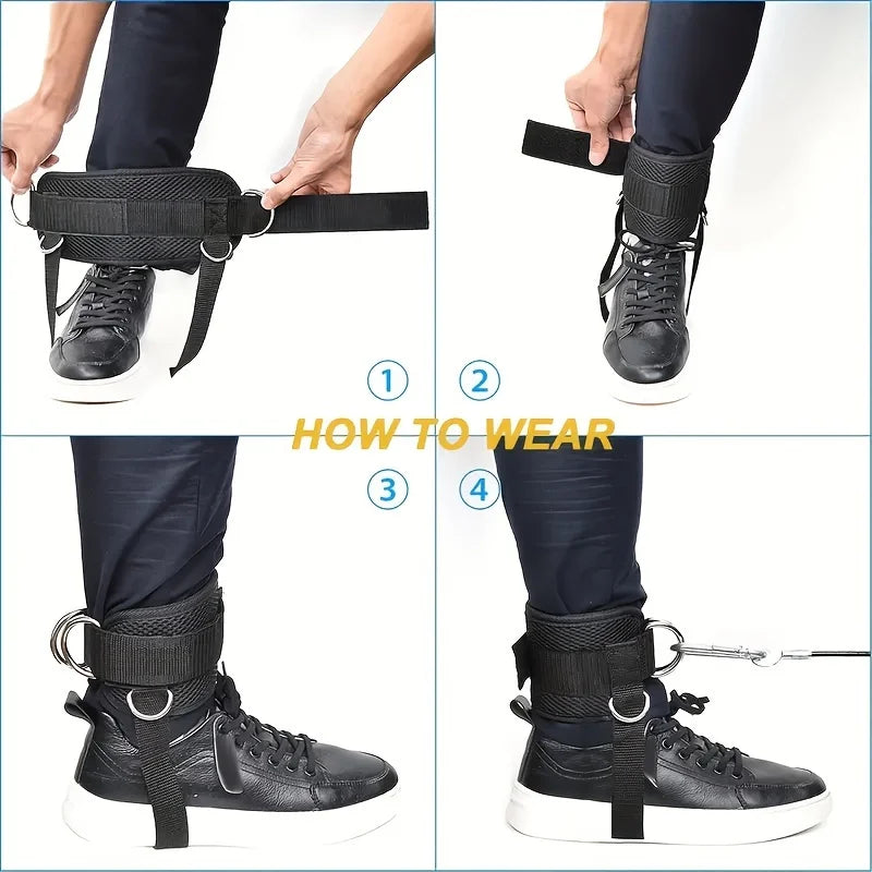 Adjustable Ankle Straps for Cable Machines – D-Ring Fitness Cuffs for Glute, Leg & Hip Workouts (1PC)