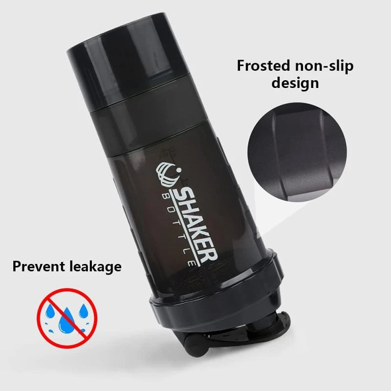 Protein Shaker Bottle 3-Layer Leak-Proof Twist Off Cup for Gym & Fitness