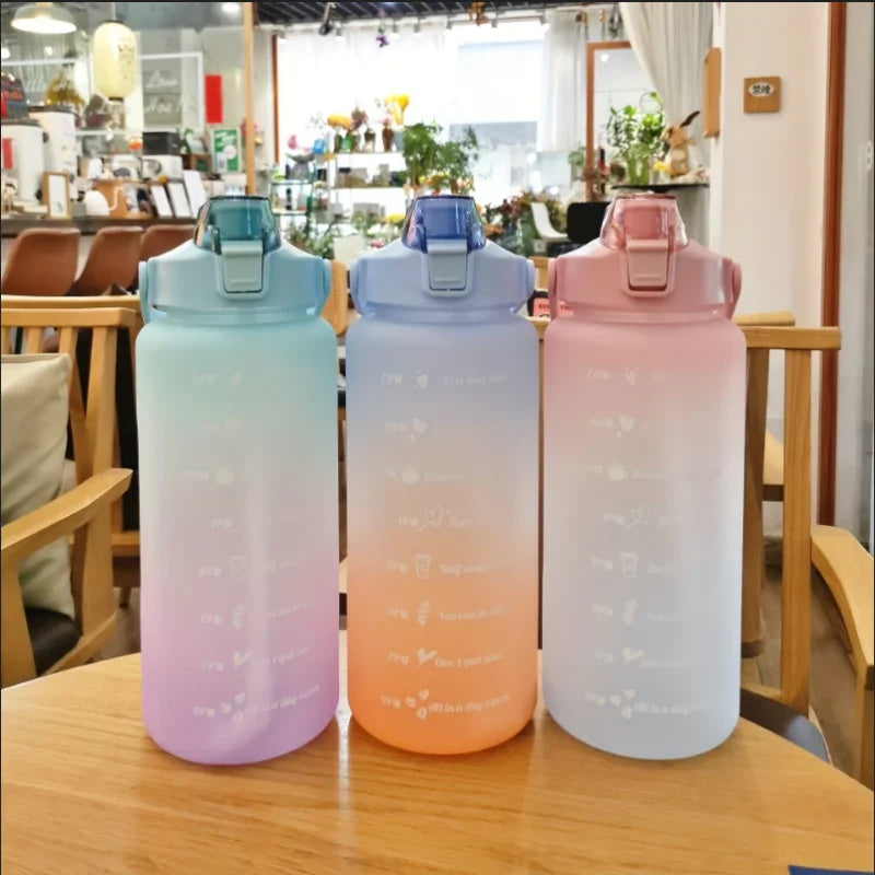 2 Liter Motivational Water Bottle with Straw & Time Marker – Leakproof Large Capacity Sports Bottle for Gym, Fitness & Outdoor