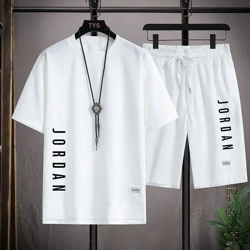 Men’s Casual Sportswear Set – T-Shirt & Shorts, Loose Fit 2025