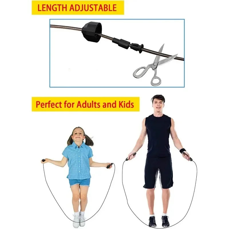 Adjustable Speed Jump Rope with Ball Bearings – Tangle-Free Steel Wire Skipping Rope with Foam Handles for Fitness & Weight Loss