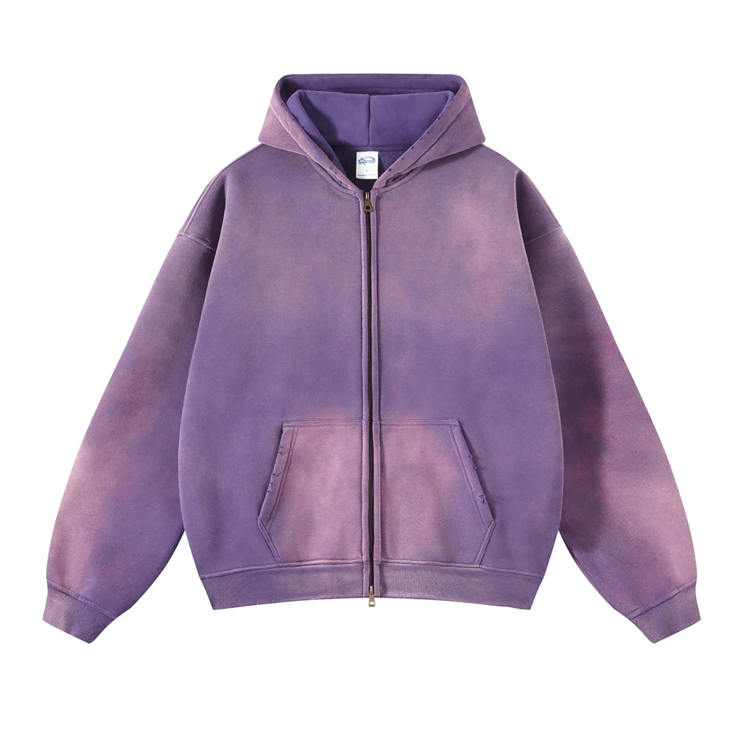 Unisex Oversized Zip Hoodie – Plush Tie-Dye Gradient | Cozy Winter Streetwear