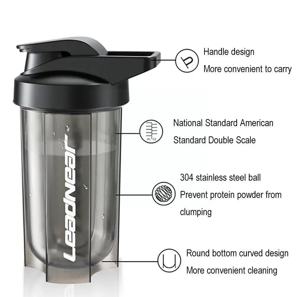 Protein Shaker Bottle 500ML – Leak-Proof Portable Gym Cup with Mixing Ball