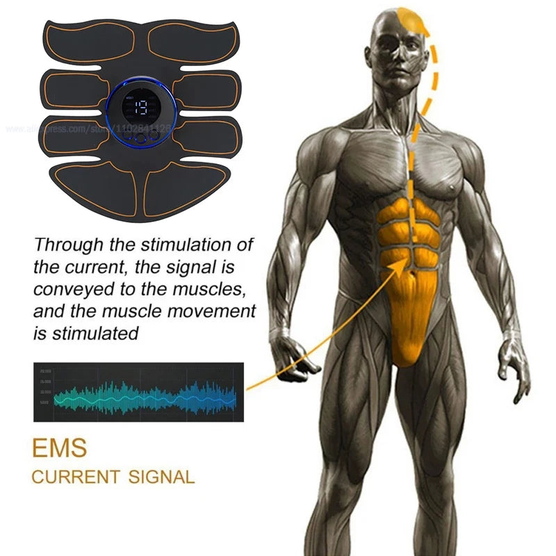 USB Rechargeable EMS Muscle Stimulator – Electric Hip & Abdominal Trainer, Pain Relief & Fitness Massager