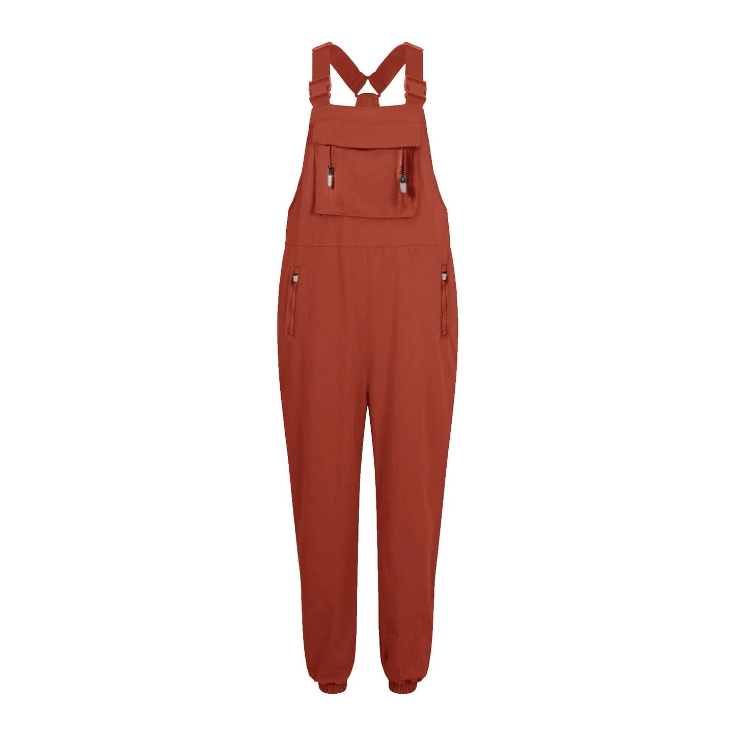 Women’s Casual Sleeveless Wide-Leg Jumpsuit with Pockets – Adjustable Straps