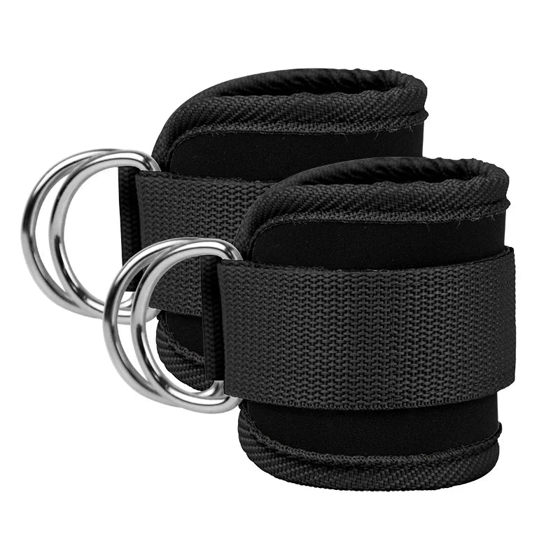Adjustable Gym Ankle Straps with Double D-Ring | Neoprene Padded Cuffs for Cable Machine Leg & Glute Workout