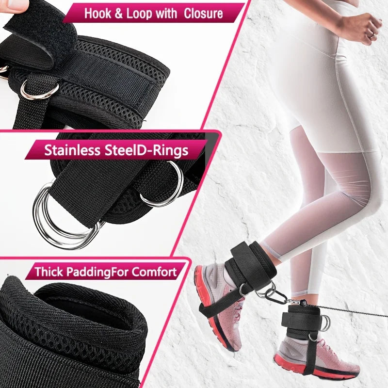 Adjustable Ankle Straps for Cable Machines – D-Ring Fitness Cuffs for Glute, Leg & Hip Workouts (1PC)