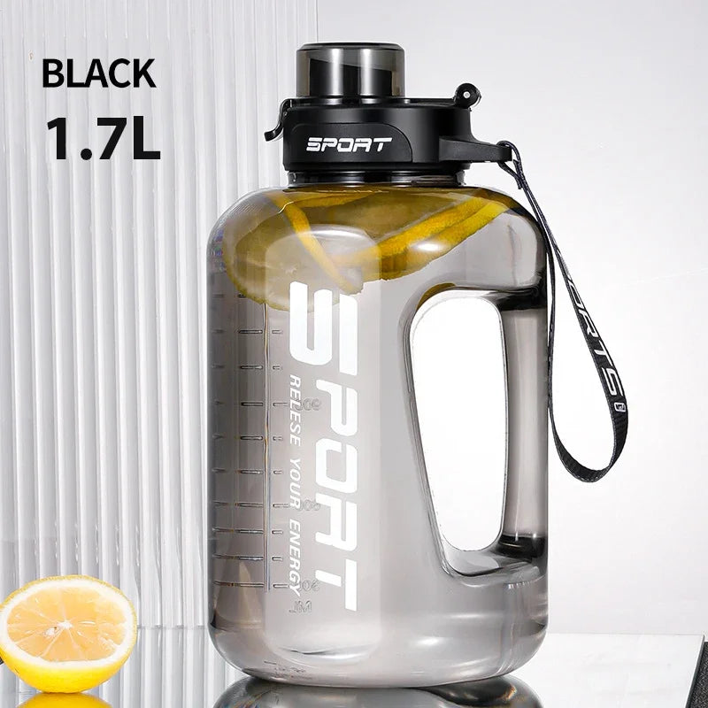 Premium Fitness & Sports Water Bottle – Large Capacity (1.2L / 1.7L / 2.5L) | Leakproof, BPA-Free, with Hydration Markings for Gym, Cycling & Outdoor