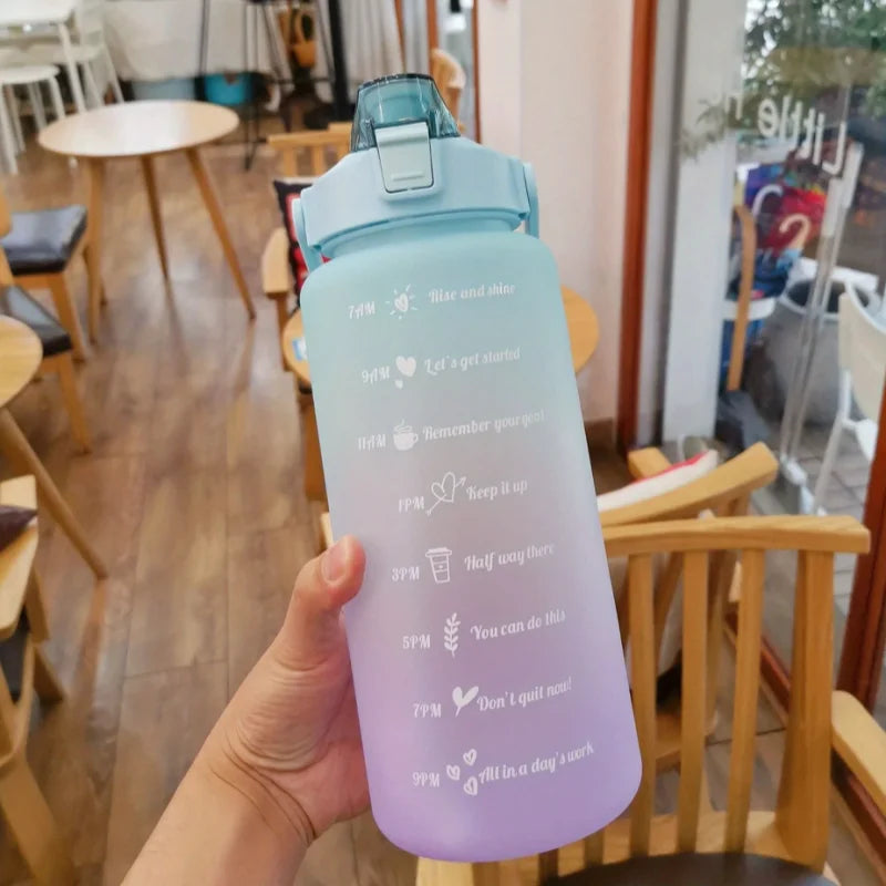 2 Liter Motivational Water Bottle with Straw & Time Marker – Leakproof Large Capacity Sports Bottle for Gym, Fitness & Outdoor