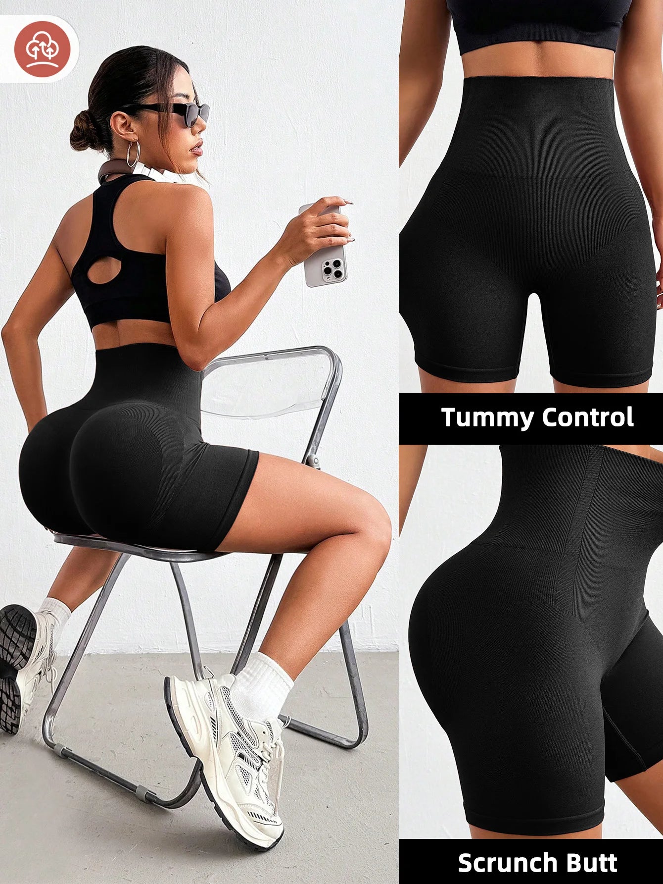 6" Seamless Biker Shorts – High-Waisted, No Front Seam, Compression Fit