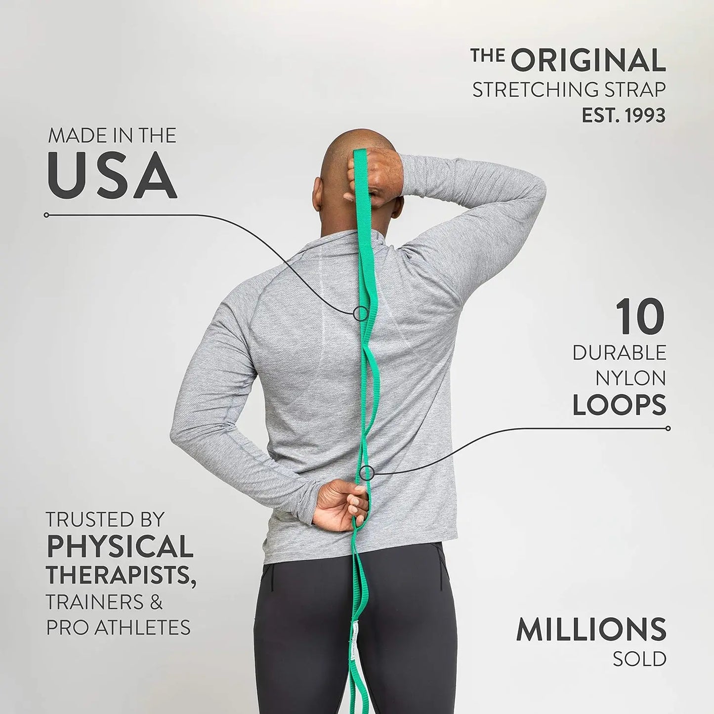 Stretch Out Strap with Exercise Guide – Physical Therapy, Yoga & Fitness